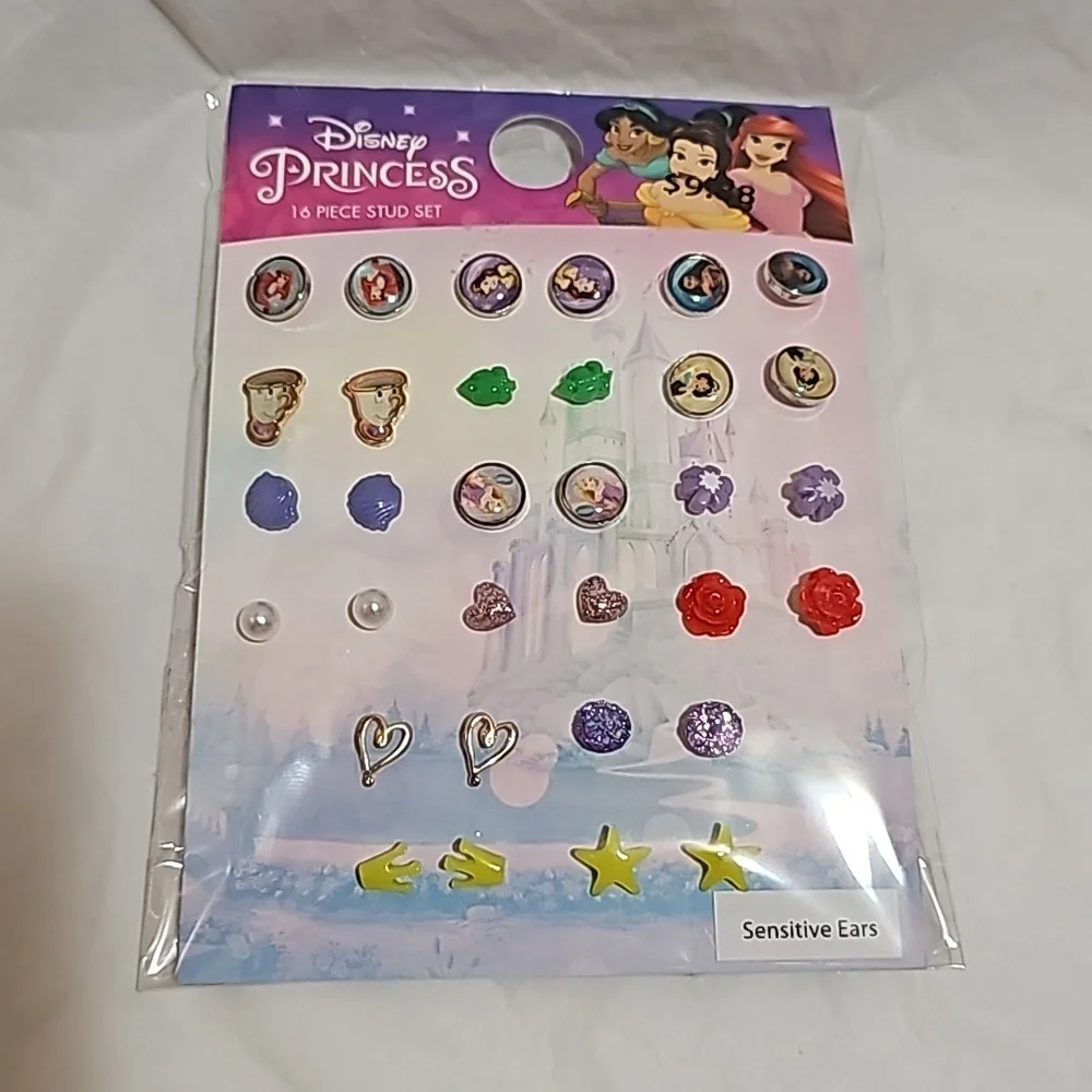 Disney Princess 16 Pairs Stud Set Sensitive Ears New